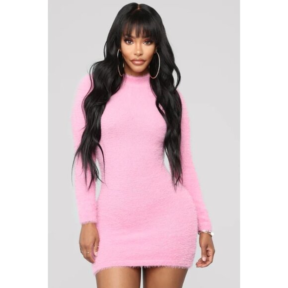FASHION NOVA Beverly Hils Babe Pink Furry Mini Dress Size Small NEW NWT - Picture 5 of 7